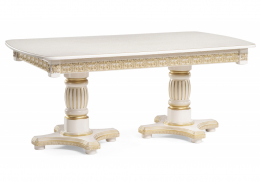 Стол деревянный Морнит 180(240)х100 слоновая кость / золото (100x76)