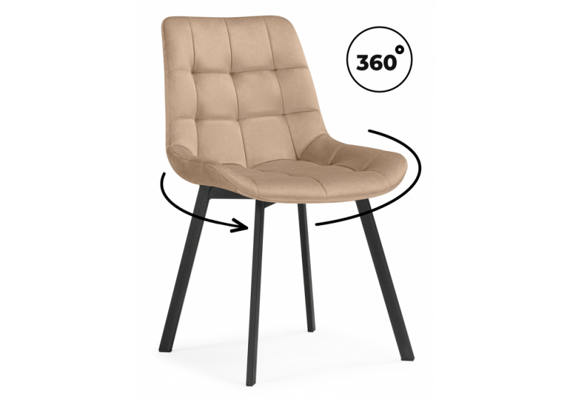 Стул на металлокаркасе Челси 360 бежевый (ZD 210) / черный (49x50x84). 