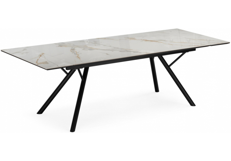 Керамический стол Ворен 180(240)x90 calacatta gold / черный (90x77). 