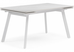Керамический стол Норман 140 (200) х 80 белый мрамор alpin white / snow white / белый (80x75)