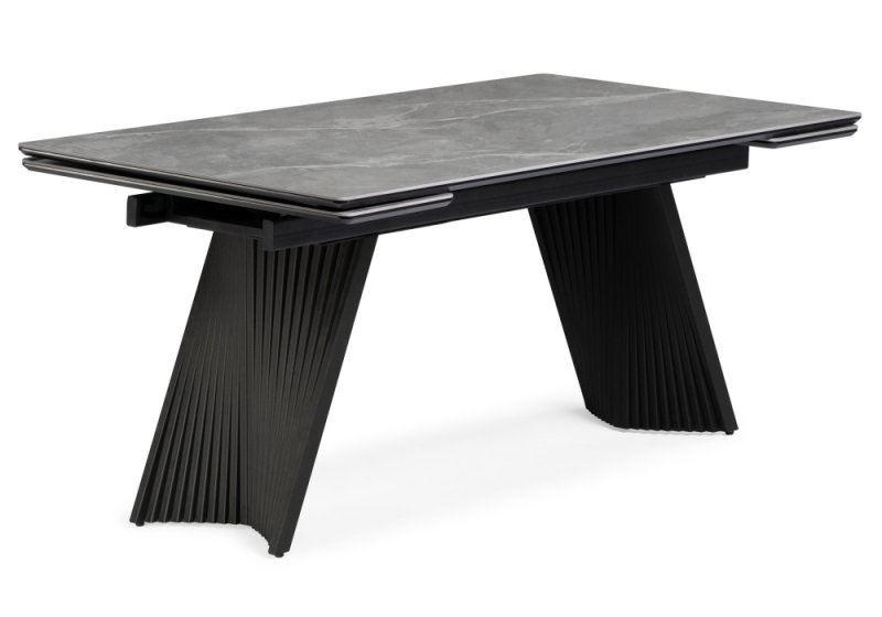 Керамический стол Вейв 160(220)х89 larka grey / черный (89x75). 